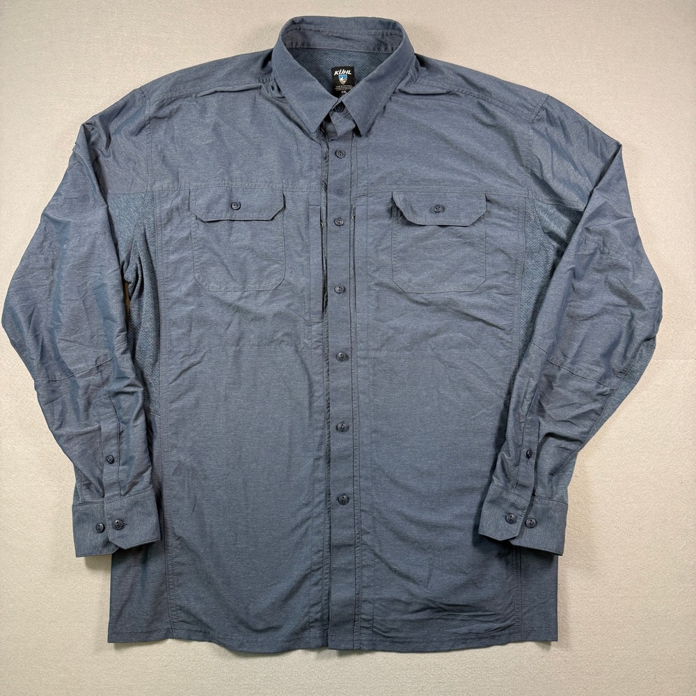KUHLAirspeed Button Up Shirt Mens 2XL Blue Long Sleeve Hiking Outdoor Vented